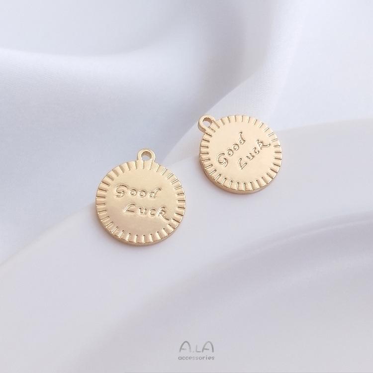 Кулон на удачу из золота 14 карат с заполнением: Круглая бирка для сохранения цвета для ожерелья, браслета и цепочки для ключицы, сделанных своими руками