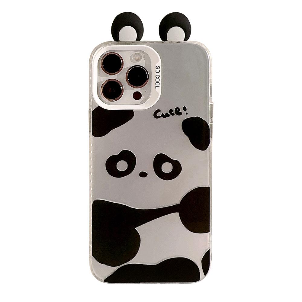 Big Ears Panda Iphone15 Suitable for 16Promax Mobile Phone Case 12 Apple 13 Three Dimensional Cute 11 Laser Hard