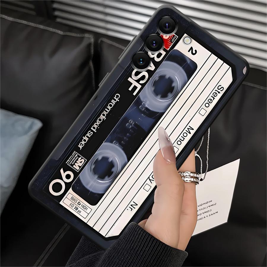 Retro Cassette Tape Black Soft Phone Cover Case for Samsung Galaxy A05 A17 A40 A16 A10 A12 A04 A50 A20 A13 A70 A06 A30 A15