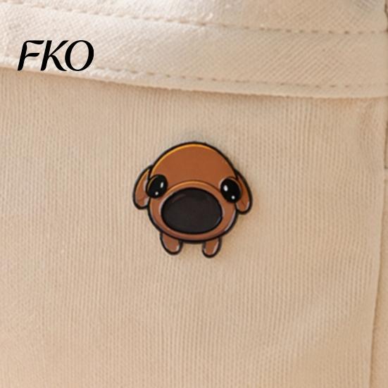 Stable Opening Brooch Pin, 3D Puppy Shape Lapel Metal Enamel Bright Color Dog Pin Technology Backpack Decorative Badge for Jackets Bags