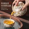 Blue and white Ru kiln one pot and two cups, Kuaike cup travel tea set, portable outdoor teapot teacup