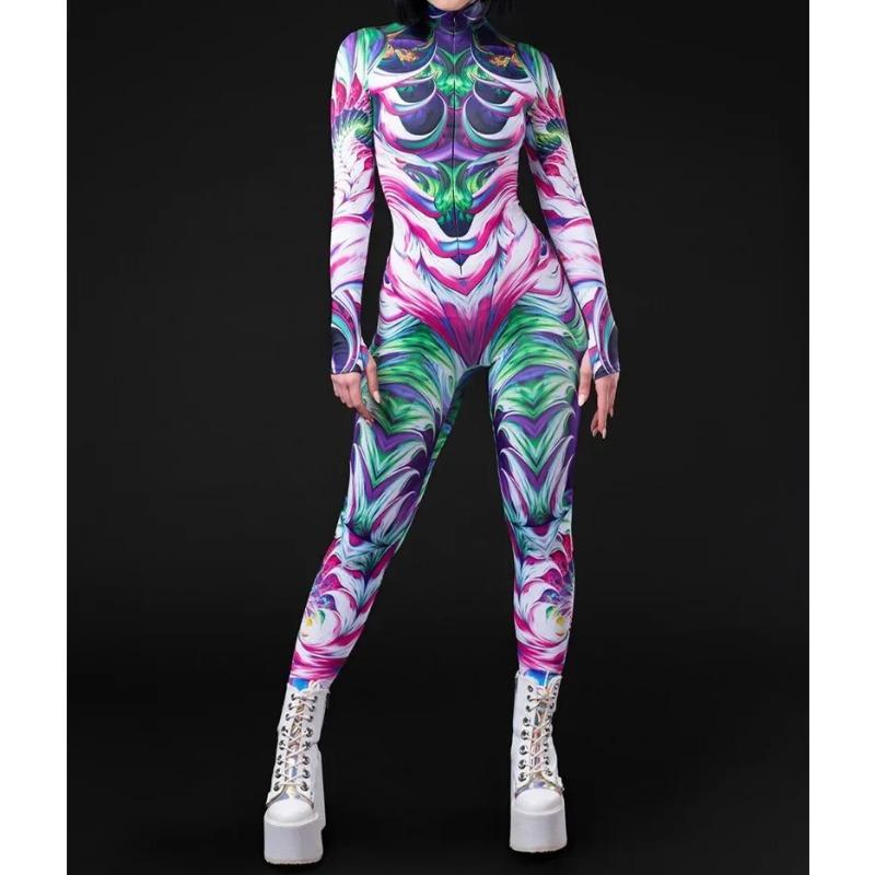 Косплей Костюм Женский Сексуальный Костюм Цветной Элемент Синий Мускулистый Хэллоуин Боди Для Взрослых Спортивный Комбинезон С Высокой Талией