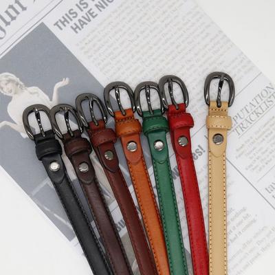 Ремень женский повседневный деловой модный кожаный простой декоративный тонкий ремень нишевый тренд первый слой коровьей кожи ремень