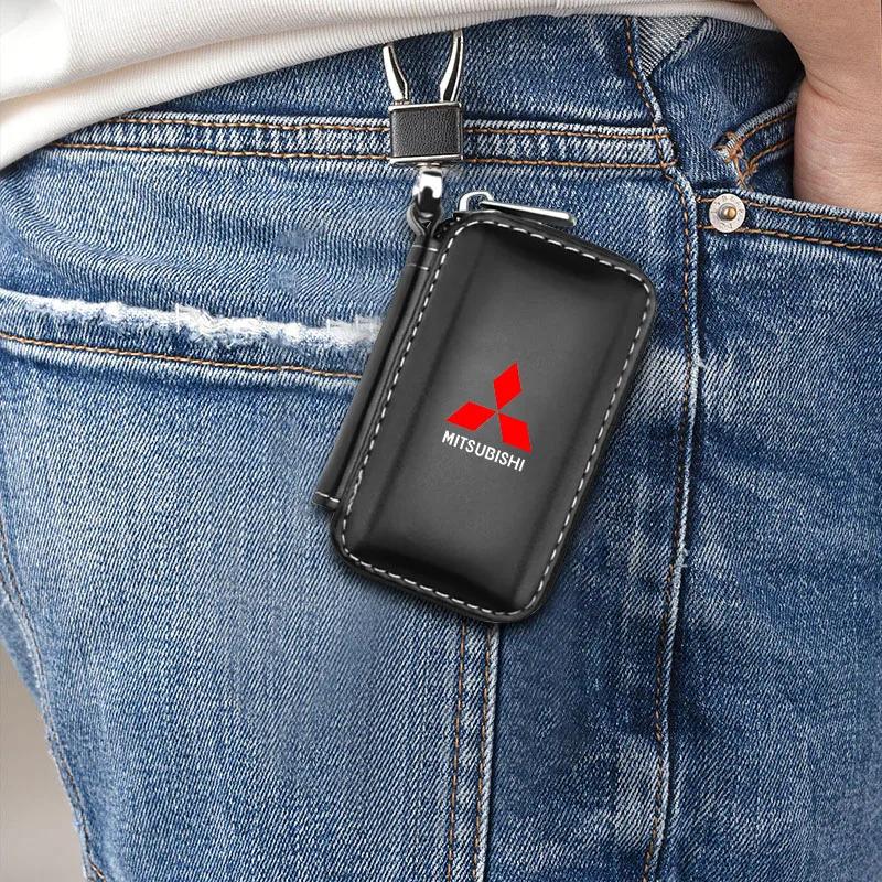 2025 Кожаный Держатель для Ключей Автомобиля Брелок для Ключей Автомобиля Органайзер для Сумки Кейс для Ключей Автомобиля Для Mitsubishi Outlander Lancer 10 9 ASX RALLIART Eclipse