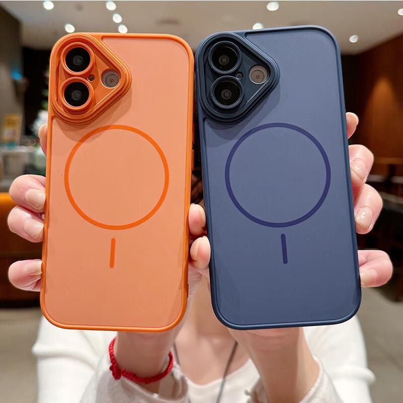 Sihuan Ke Magnetic Wireless Charging Matte Texture Case for iPhone 17 Pro Max - Dual-tone Orange