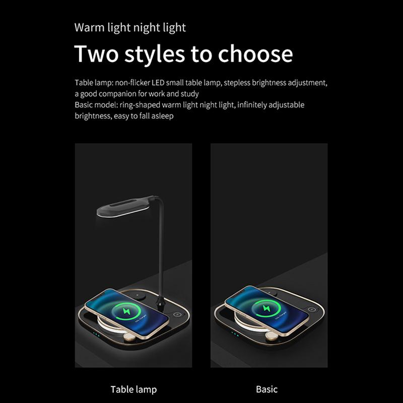 For Modern Led Office Desk Lamp Wireless Charger Lamp 15w Fast 3 In 1 Wireless Charging For IPhone Phone Watch Earphone