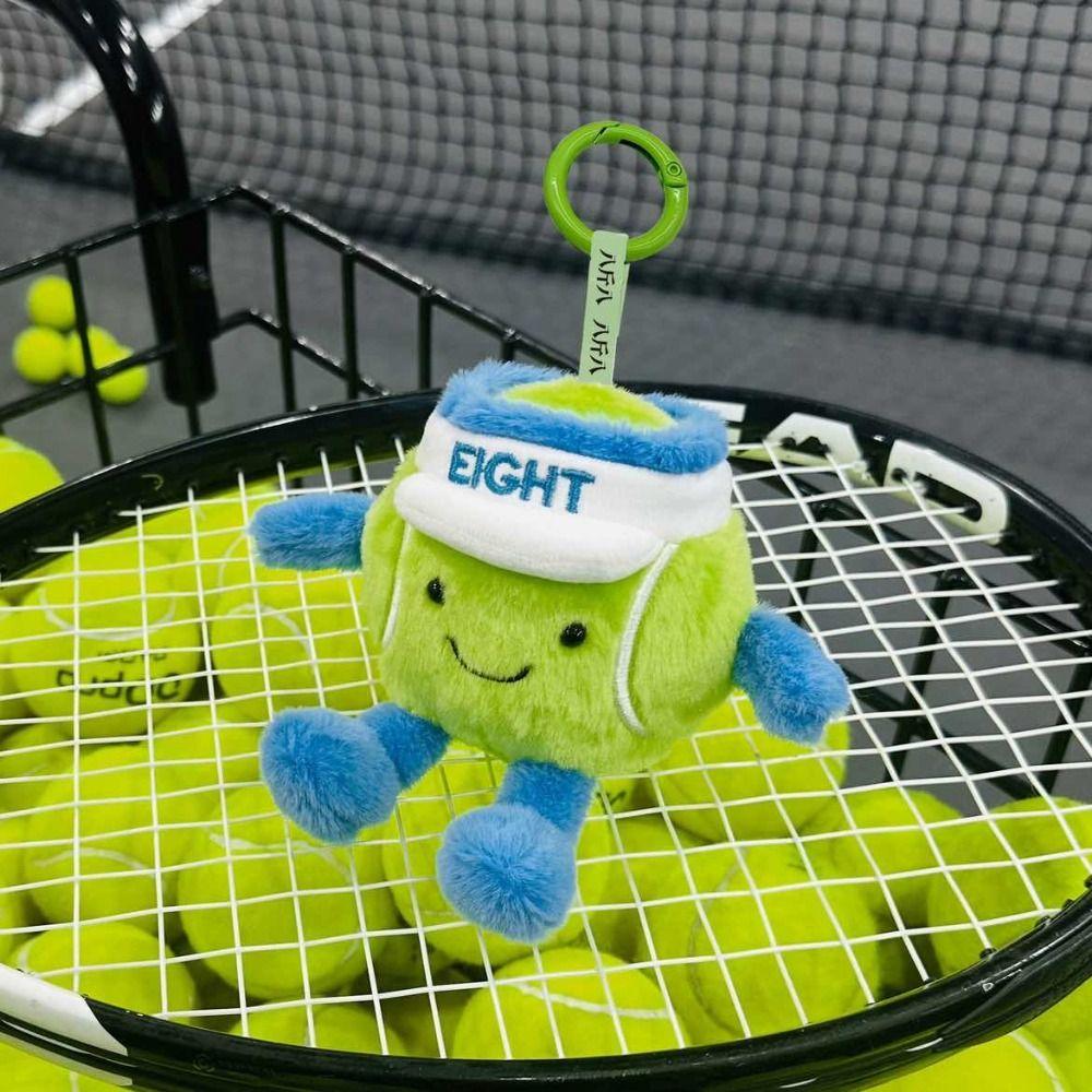 Badminton Baseball Tennis Plush Toys Smiling Face Expression Keychain Birthday Gifts