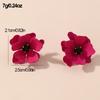 Винтажные красные эмалированные серьги с цветком камелии для женщин, модные стильные милые элегантные украшения
