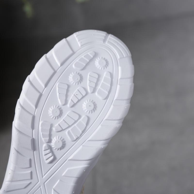 [Дышащие сетчатые кроссовки] Дышащие женские белые сетчатые слипоны с блестящими акцентами | Поддержка средней высоты и резиновая подошва для повседневного спорта