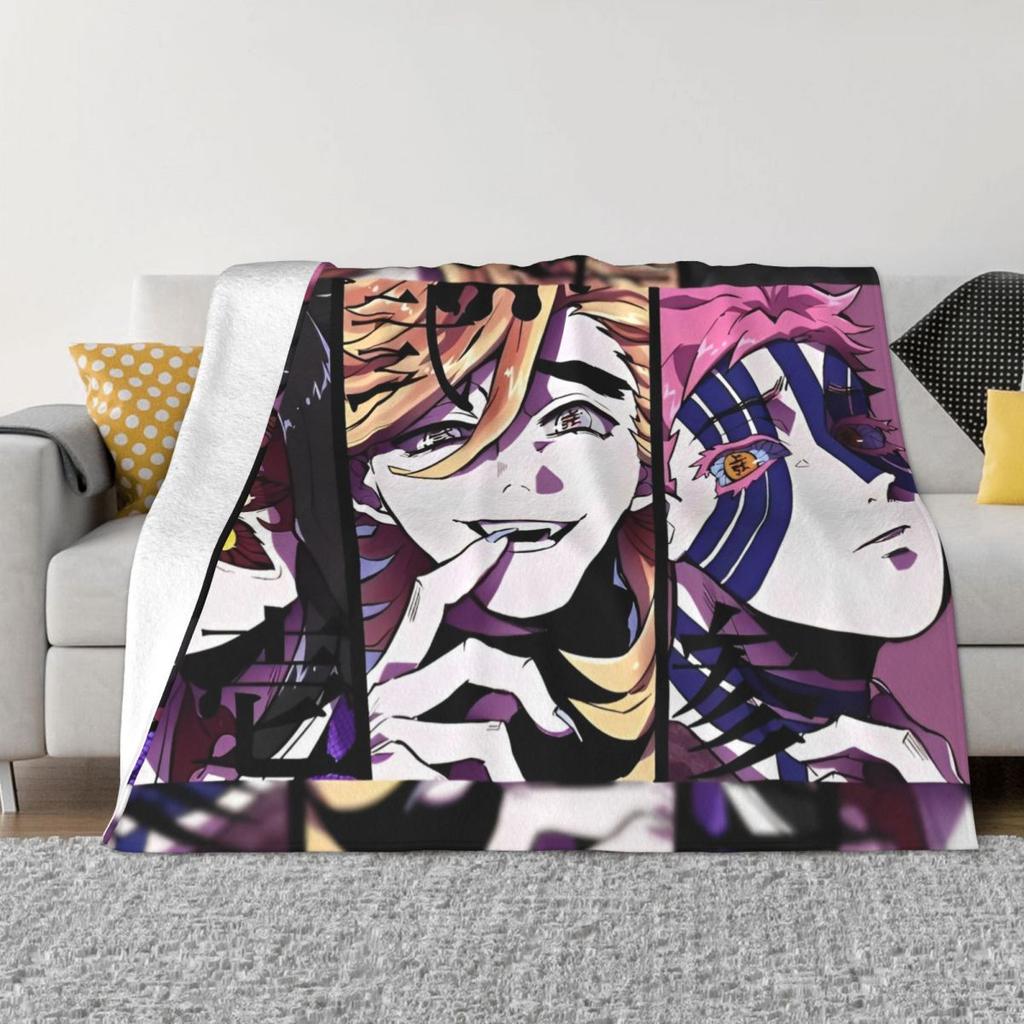 Demon Slayer Anime Plush Blanket Giyu Tomioka And Shinobu Kocho Vintage Throw Blankets for Home 125*100cm Rug Piece