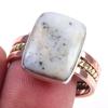 Natural Dendrite Opal Gemstone 925 Sterling Silver Two Tone Ring Size 10 n0P27