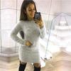 Женский пушистый свитер с длинным рукавом, уютный облегающий мини-джемпер-платье, блузка