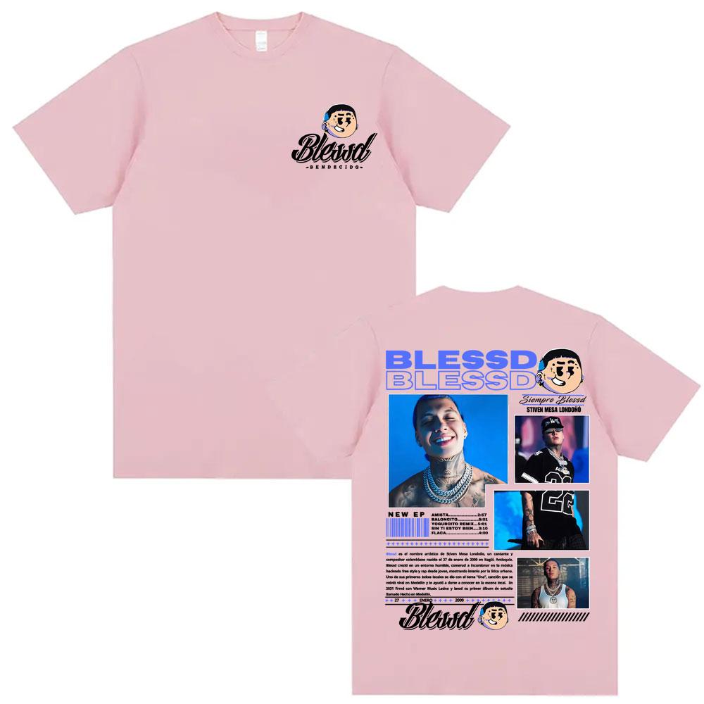 Blessd El Bendito Album Graphic 100cotton Unisexs shirt Y2k Hip Hop ONeck Short Sleeve Womens summer fashion oversized Tshirt