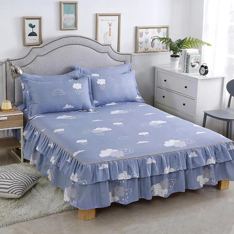 Юбка-кровать Постельные принадлежности Мягкая юбка-кровать Покрывало Полный размер Queen King Size Простыня наматрасник Простыни с наволочкой