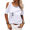 Women Casual Round Neck Off Shoulder Top Female Fashion Tee Shirt Summer Printed Loose Short Sleeve T-shirt