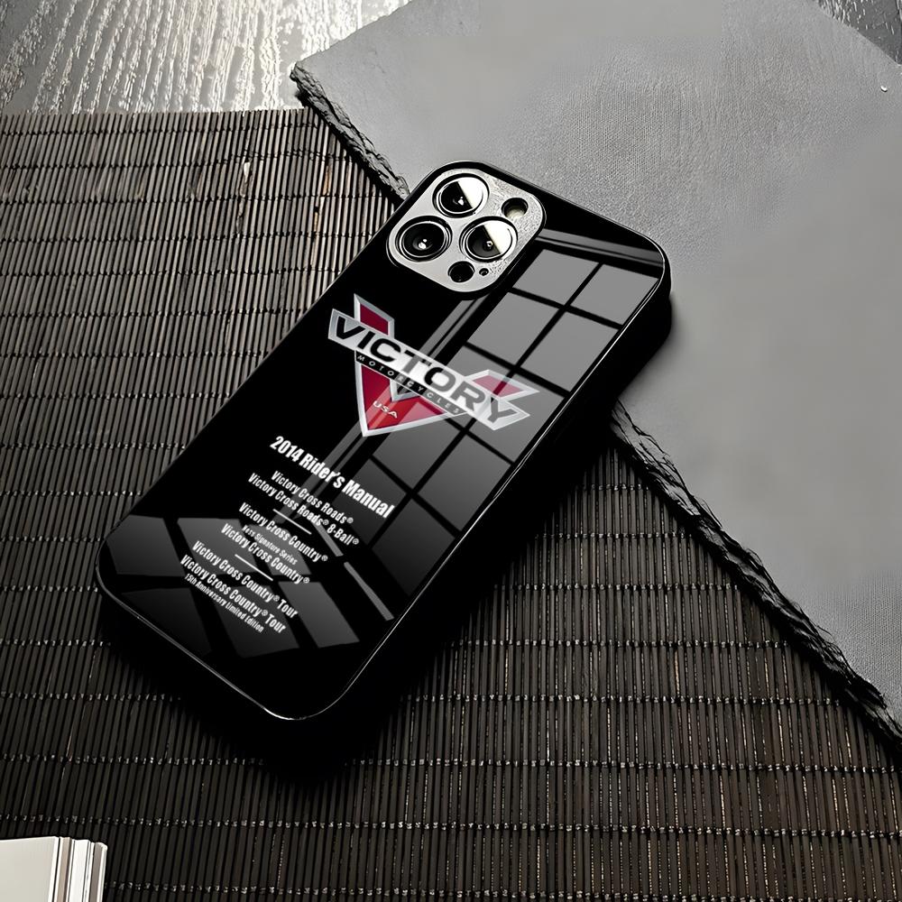 VICTORY MOTORCYCLES USA Чехол для телефона для iPhone Женский 16 15 13 12 14 11 Pro Max Mini X Xr Xs 8 7 Puls 6 Стеклянный Funda Чехол