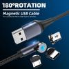 FONKEN 540o Вращение Магнитный кабель Micro USB Магнитное зарядное устройство Кабель Вращающийся USB Тип C Магнит Кабель для iPhone Xiaomi Samsung Cord