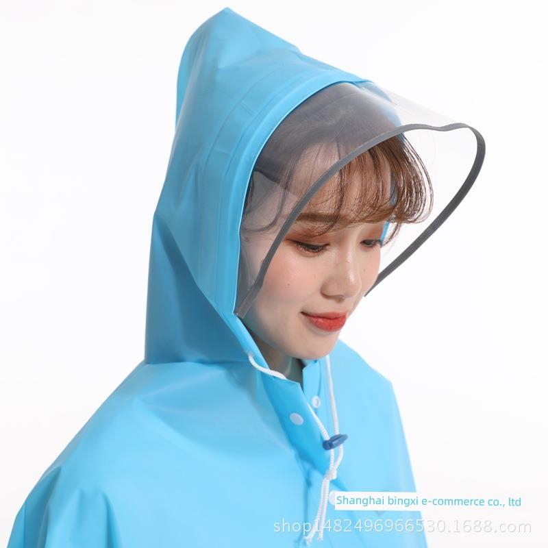 Bicycle Raincoat Single Male and Female Student Bicycle Adult Cycling Transparent Riding Poncho Waterproof Reflective Backpack