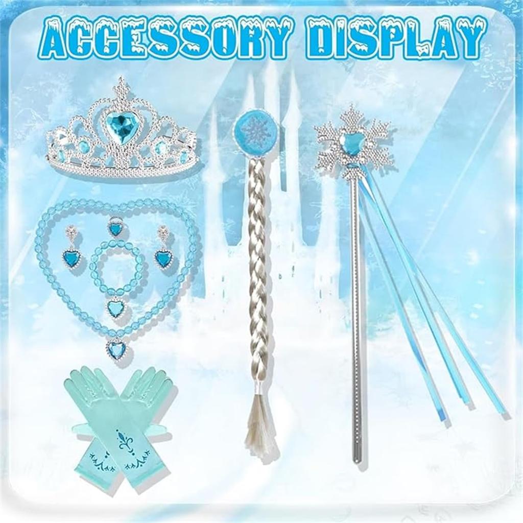 Платье принцессы, костюм для косплея, роскошный комплект аксессуаров, нарядное платье, милое цельное платье для девочек, детский костюм, платье принцессы для девочек, рождество, хэллоуин