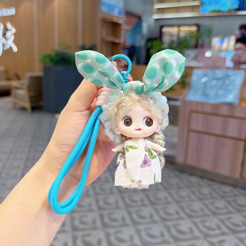 Cute cartoon rabbit ears with doll bag Keychain pendant plush doll key pendant gift