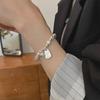 Elegant Niche Silver Bracelet with Concave Square Beads - High-End Luxurious Design