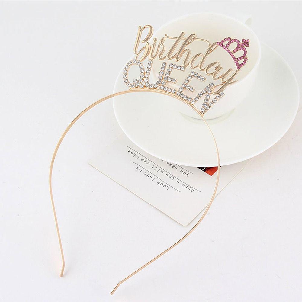 Gift Queen Tiara Zinc Zinc Alloy Birthday Queen Headband Crown Female Jewelry Birthday Hair Hoop