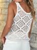 Women's Lightweight Crochet Tank Top Sleeveless Scoop Neck Hollow Out Beach Cover Up