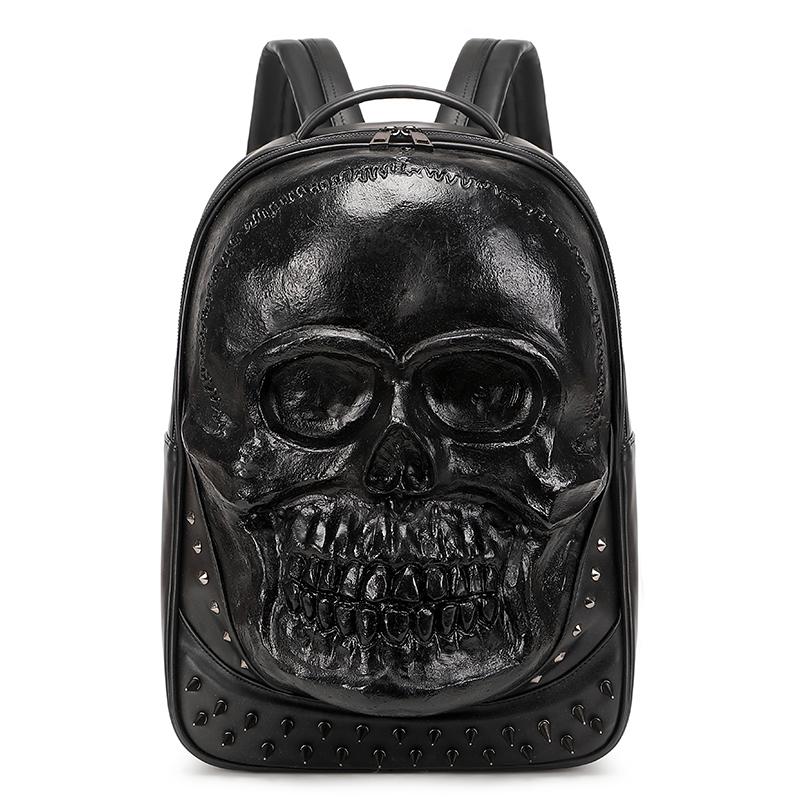 Jierotyx Silver Skull Head Backpack for Women and Men Gothic Cracked Rivets Studded Cool Laptop Backpack Large College Bookbag