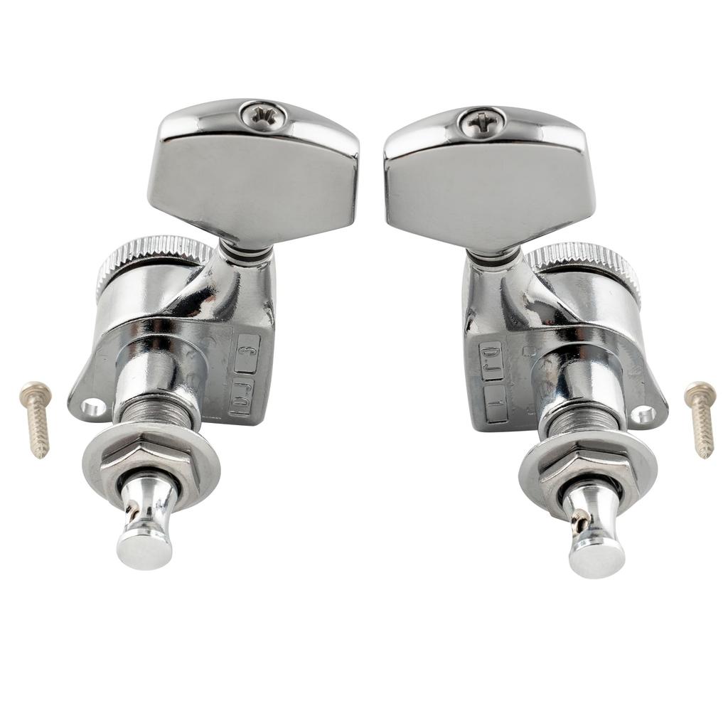 Musiclily Pro L3R3 Locking Tuners for Electric and Acoustic Guitars, with Chrome Large Hex Buttons
