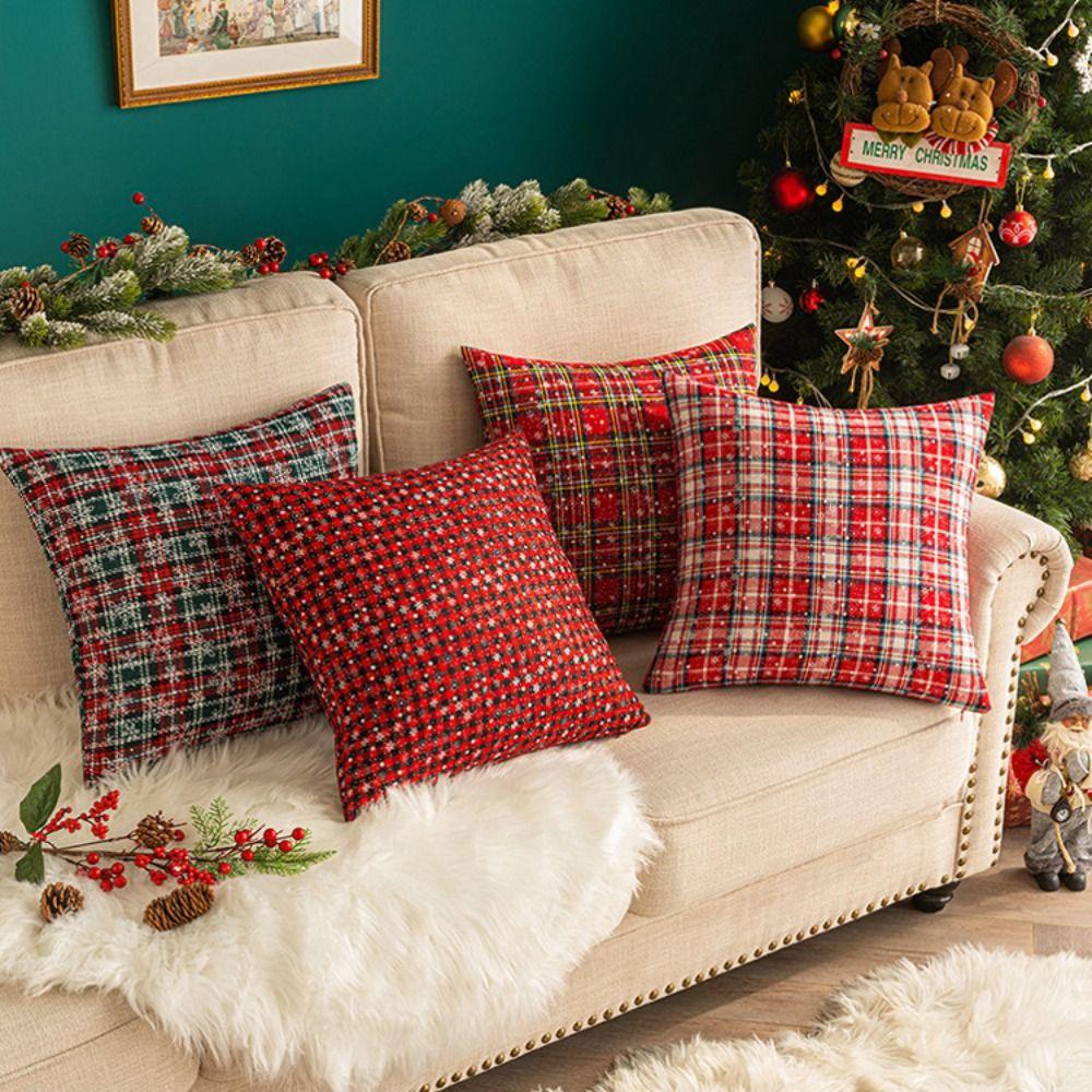 Square Christmas Pillowcase INS Style Cushion Cover Home Decor Throw Pillowcover Sofa/Bed