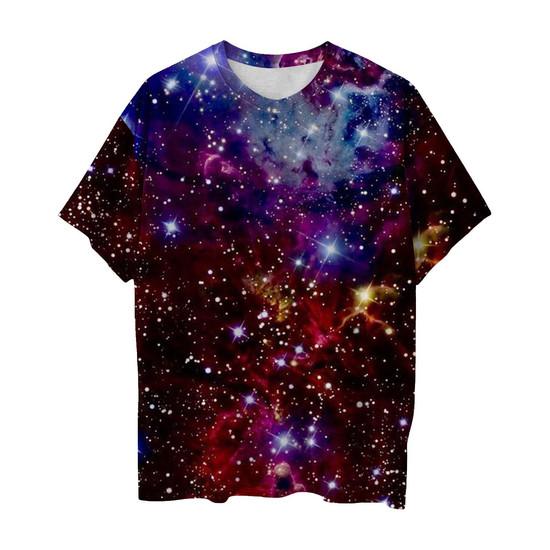 Summer New Galaxy Space Graphic 3D Print T-Shirts Men Women Short Sleeve Round Neck T Shirt Harajuku Y2K Tops Tees Man Clothing
