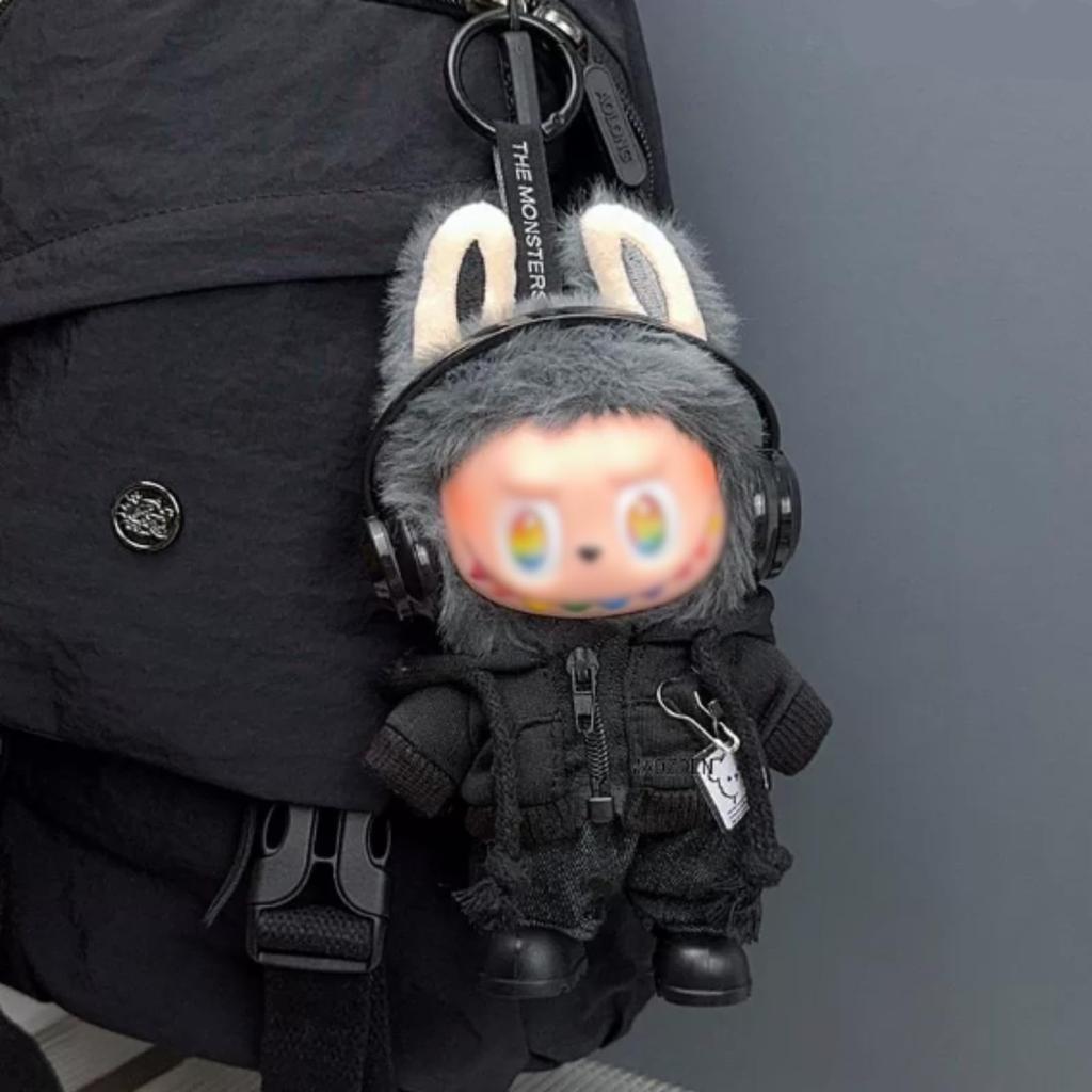 Cute Labubu 17cm Plush Clothes, Plush Clothes, Compatible with Labubu, Costume, Headphones