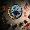 Decorative Pumpkin Wall Mirrors Halloween Mirror Stickers with Spiders/Skeletons/Pumpkins, Retro Hanging Easy Install Mounted Ornament, Lightweight