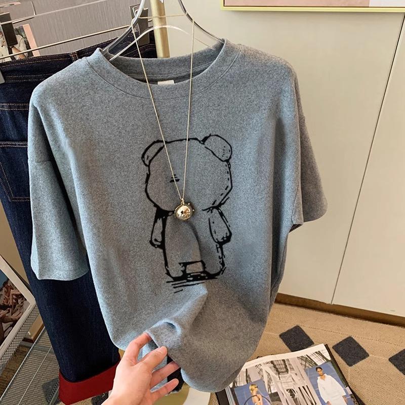 Футболки с коротким рукавом Harajuku с забавным рисунком, женские летние футболки из 100% хлопка, повседневные футболки большого размера, женские уличные серые топы Y2k