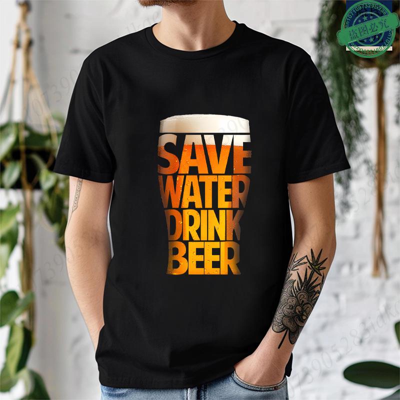 Fashion T-Shirt Letter Wine Glass Beer Funny Graphic Print Men's and Women's Tees Top Summer Street Short Sleeve Casual Outdoor Clothing