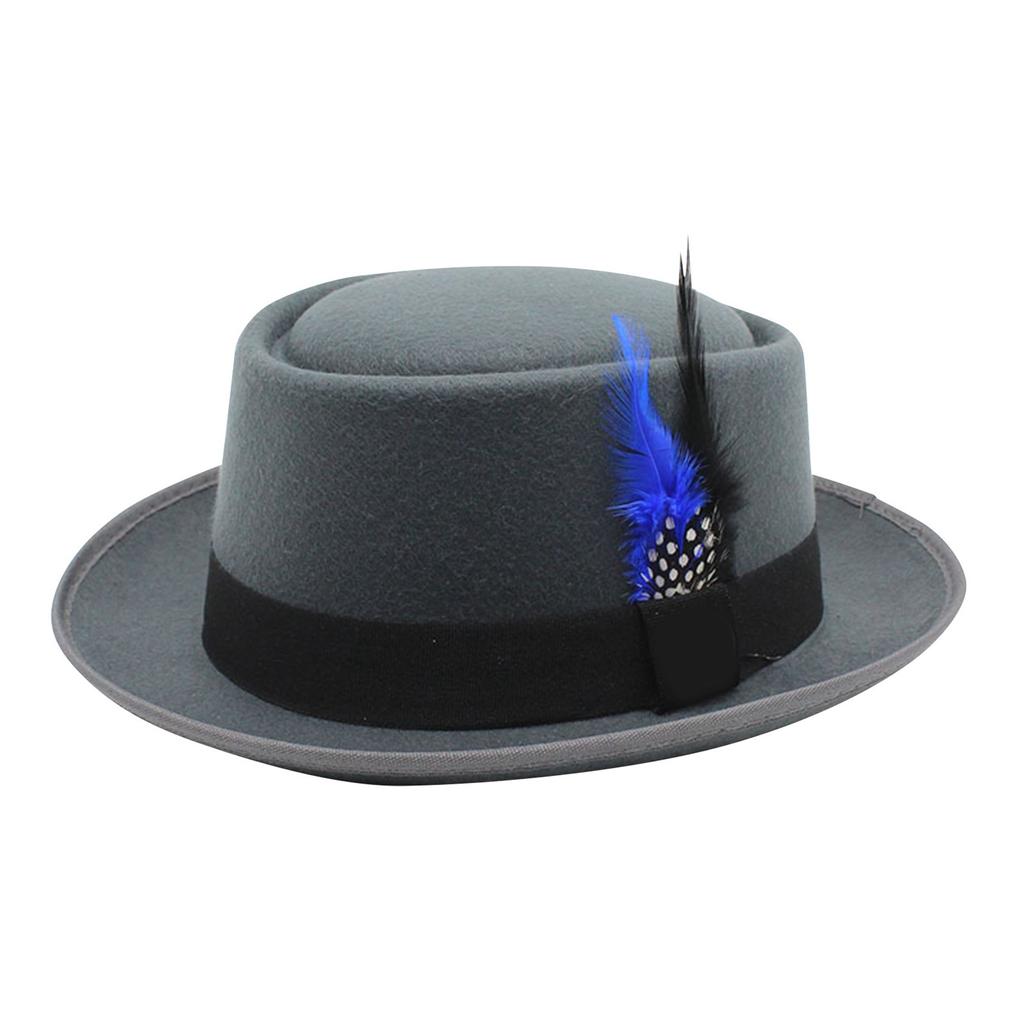 Шерстяная шляпа унисекс с круглым верхом, шляпа джентльмена в джазовом стиле, универсальная декоративная шляпа для праздников