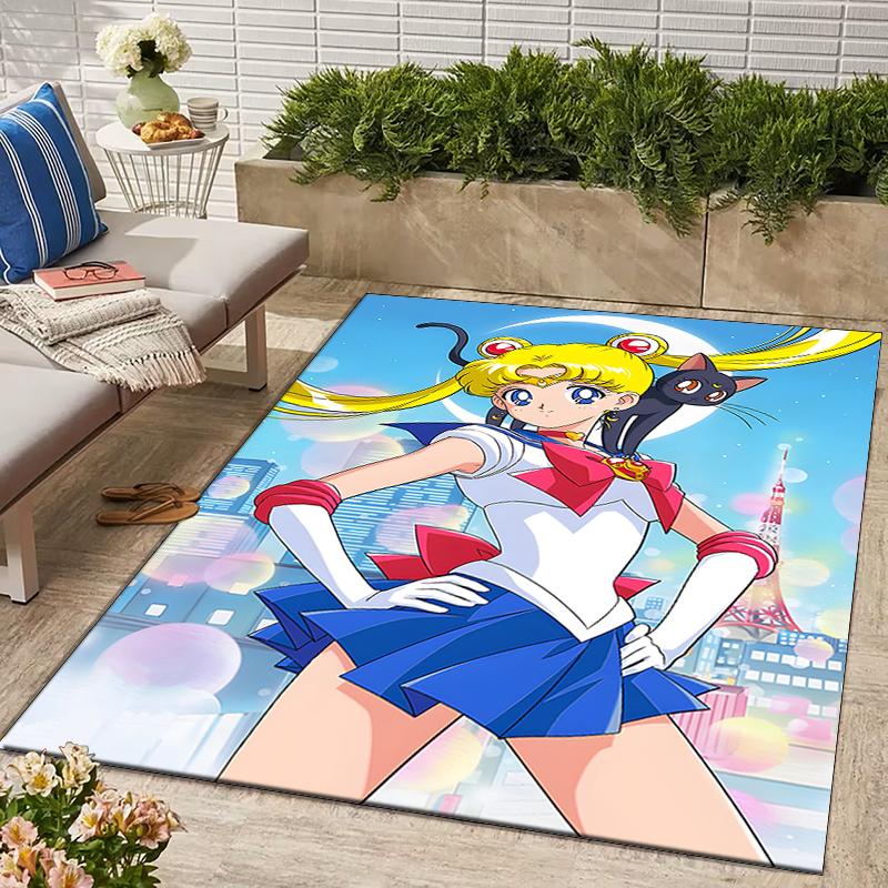 Sailor Moon Design Area Rug - Non-Slip, Soft & Cozy Floor Mat for Living Room, Bedroom, Office - Indoor/Outdoor Decorative Carpet
