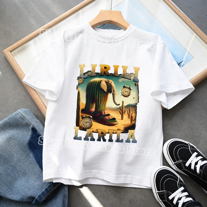 Итальянский Бред Детская Одежда Футболки для Мальчиков и Девочек Tung Tungtung Sahur Хлопковая Футболка Telala Смешная Акула Летние Детские Топы Подарок на Вечеринку