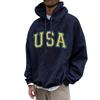 Men's Loose Printed Hooded Sweatshirt Men's Casual Fashion Sports Raglan Sleeves Pullover Sweatshirt