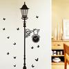 Черный романтический уличный фонарь наклейка на стену, съемный мультяшный декор для фона ТВ для гостиной и спальни