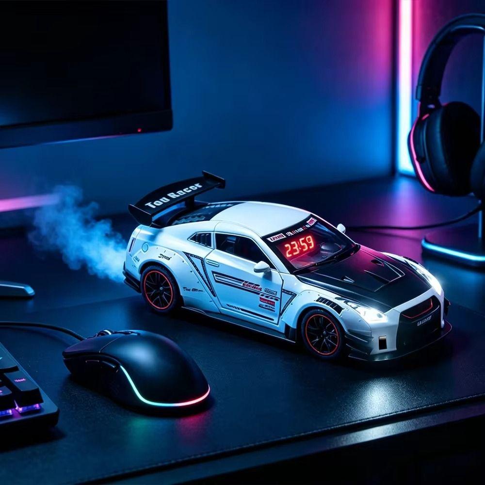 Zinc Zinc Alloy Body Hypercar Alarm Clock LED Display Car Model Clock Supercar Alarm Clock Home Decor