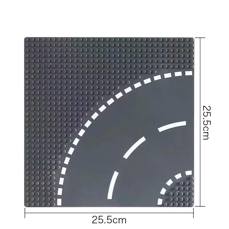 25.5x25.5cm Building Blocks Baseplate City Road Street Baseplate Straight Crossroad Curve T-Junction Children Bricks Toys