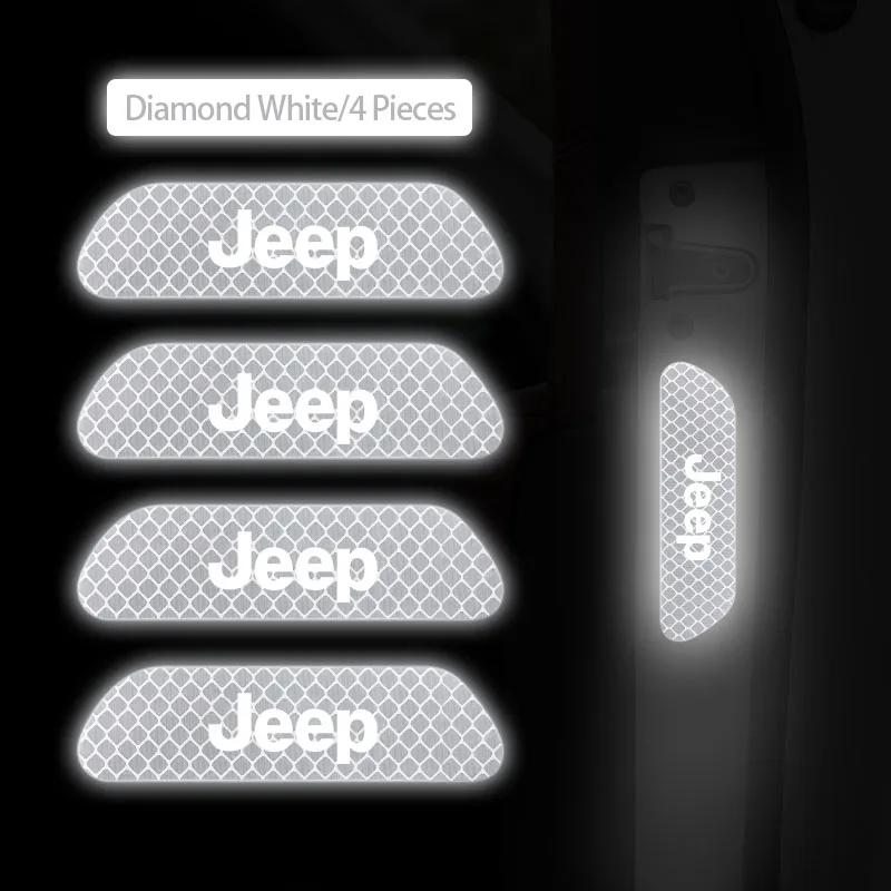 Для Jeep 4 шт. Светоотражающая наклейка на дверь автомобиля Предупреждение о безопасности Отражатель Метка Для Jeep Grand Cherokee Wrangler JK Gladiator Compass