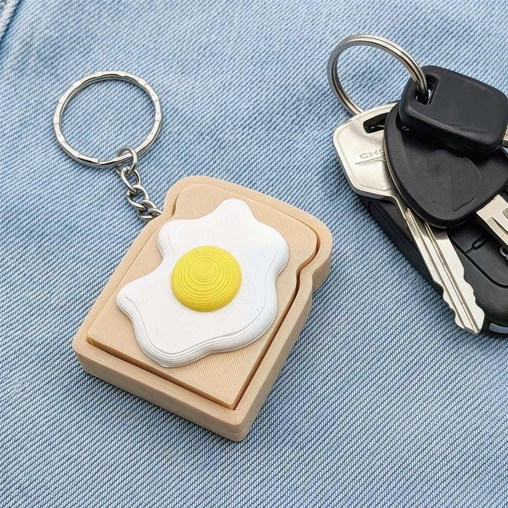 Double eggs Foods Clicker Key Chain 3D Printed Sensory Clicker Toys Pizza Cookie Clicker Daily