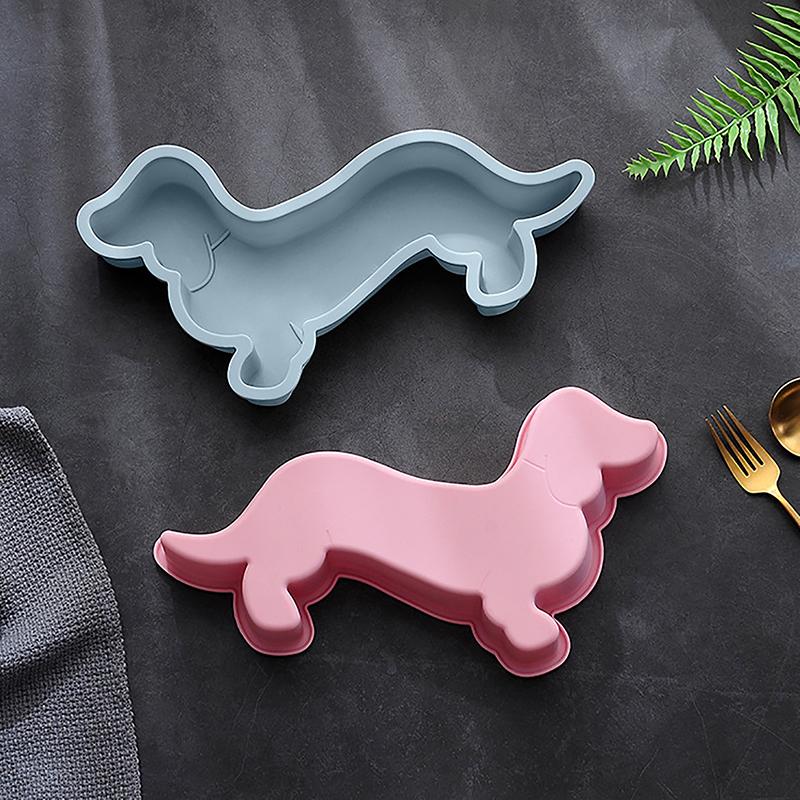 3D милый щенок таксы форма животного силиконовая форма кухня для выпечки мусса большая форма для торта инструменты для торта