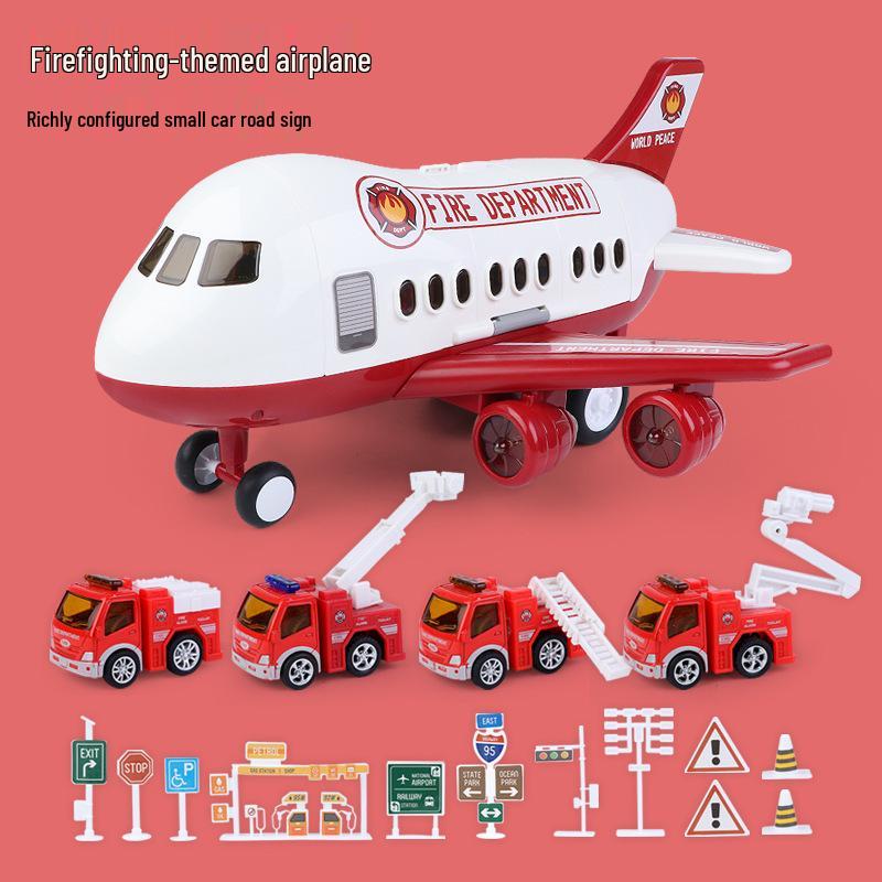 Extra Large Inertial Airplane Toy with Lights & Music - Educational Storage Set for Kids