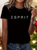 Женская графическая футболка E-Sprit, повседневная футболка с коротким рукавом и круглым вырезом, с ярким буквенным принтом, повседневная футболка, футболка с ярким принтом