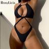 Sexy Cut Out Halter Monokini One Piece Swimsuit Women Swimwear Female High Leg Cut Padded Bather Bathing Suit Swim Lady