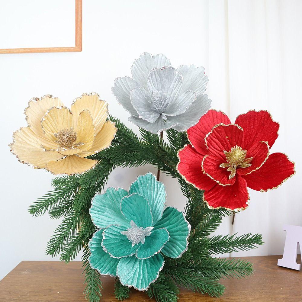 Exquisite Design Glitter Christmas Flower DIY Artificial Flowers New Year