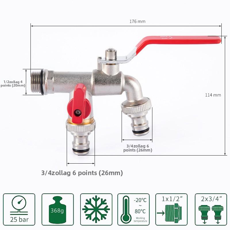 1PC Red handle 1/2 "" 3/4" "IBC Tank Metal Water Tap with S60 Coarse Thread 1-2 Way Adapter Ball Valve Garden Supplies Irrigati